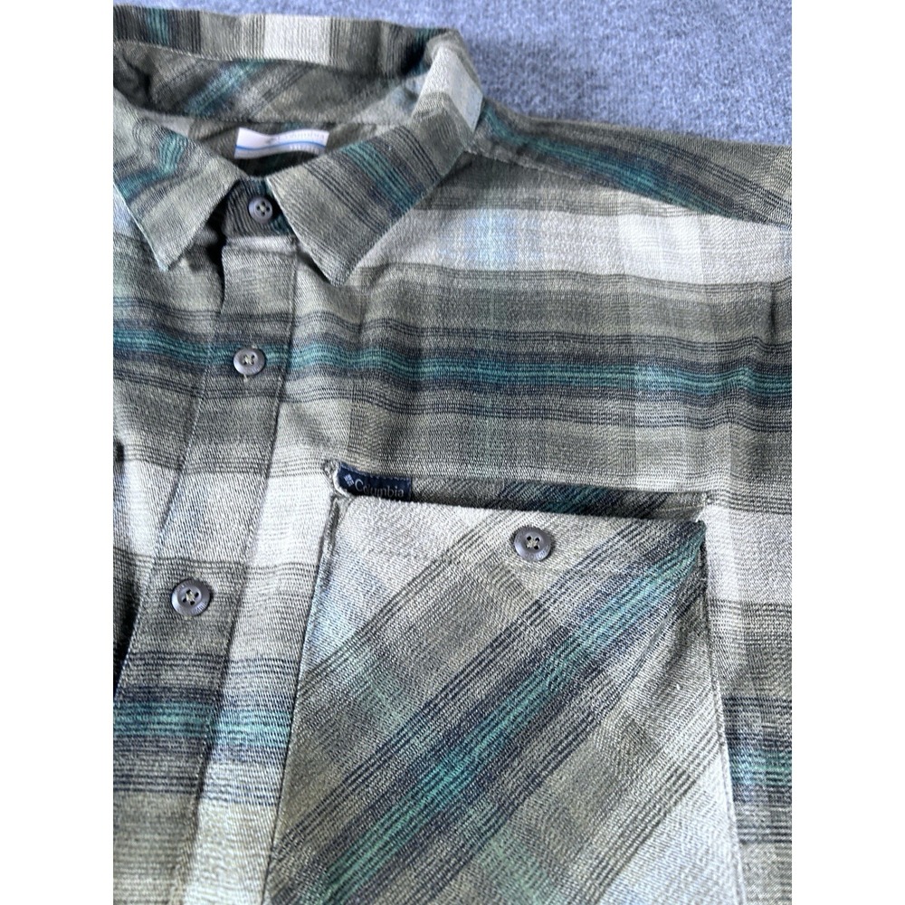 Columbia Men's XXL Plaid Heavyweight Cotton Button Down Shirt Brown Long Sleeve